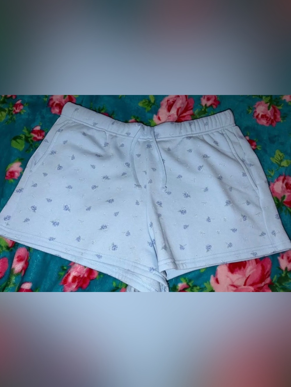 Pink Republic Light Blue Floral Knit Shorts